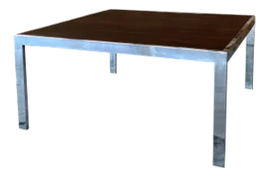 Mid 20th Century Modern Book-Matched Rosewood + Chrome Square Coffee Table
