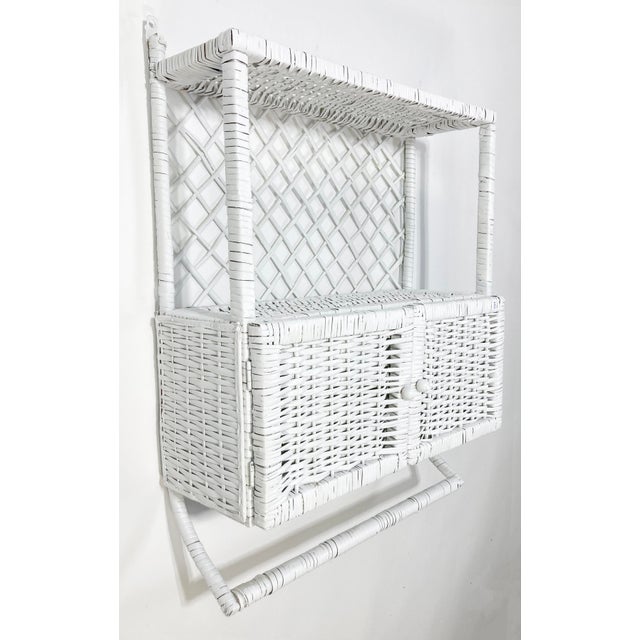 Vintage White Wicker Wall Shelf Chairish