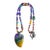 Artisan Multigemstone Necklace With Agate Heart Pendant and Patinated Copper For Sale