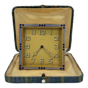 Swiss Art Deco Enamel-Border 8-Day Desk Clock, C. 1925–1935 *Luminescence*