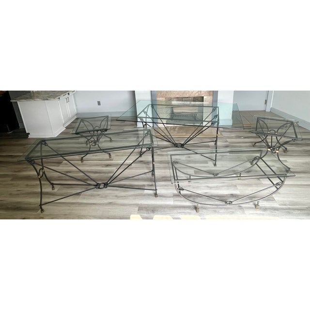 1980s 5-Piece Giacometti Style Brutalist Iron Table Suite - Set of 5 For Sale - Image 17 of 18