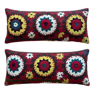 Bukhara Suzani Bedding Pillow Cover 15'' X 33'' - Set of Two For Sale