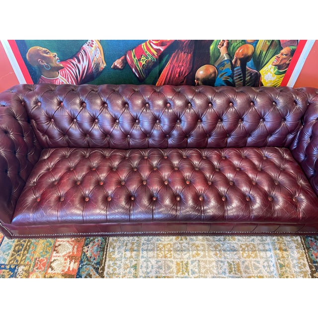 Eggplant 1980s Exceptional English Chesterfield Sofa For Sale - Image 8 of 10