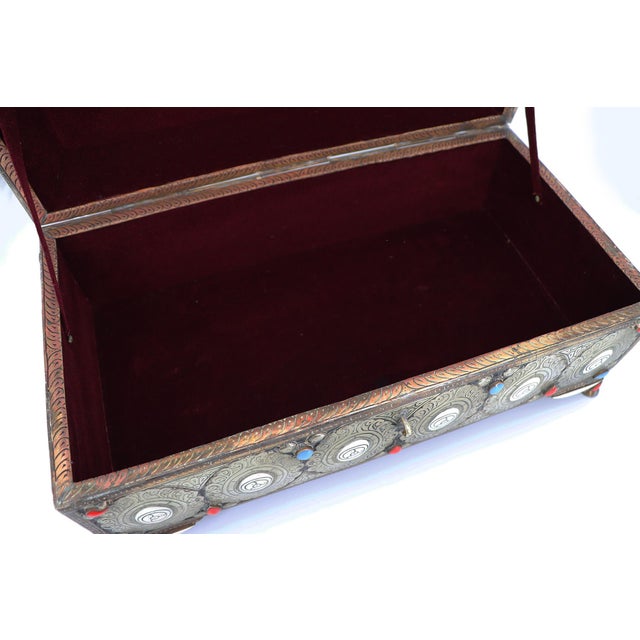 1960s Large Box Decorated With Silver and Turquoise Stones For Sale - Image 16 of 17