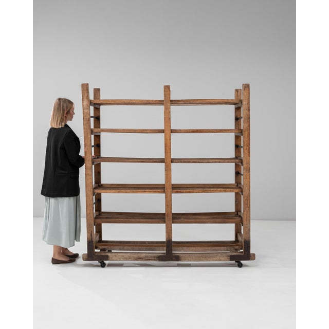1930s French Industrial Bakery Rack on Wheels For Sale - Image 17 of 18