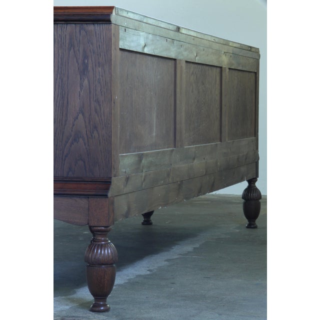 Large Vintage Brutalist Danish Dark Stained Oak Sideboard, 1940s For Sale - Image 11 of 18