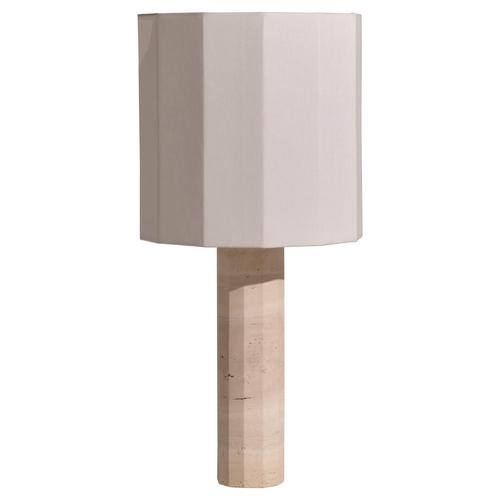 Metal Large White Travertine Roma II Dodecagon Table Lamp by Nassi For Sale - Image 7 of 7