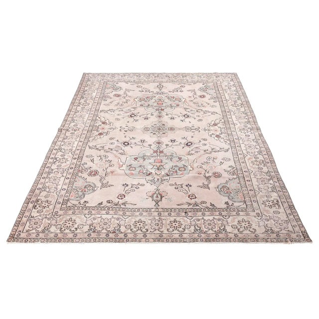 Turkish 1960s Vintage Floral Turkish Oushak Rug - 7′6″ × 11′3″ For Sale - Image 3 of 6
