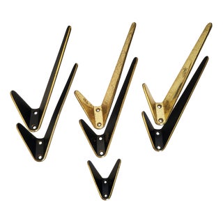Mid-Century Modern Austrian Brass Hooks by Hertha Baller, 1950s, Set of 7 For Sale