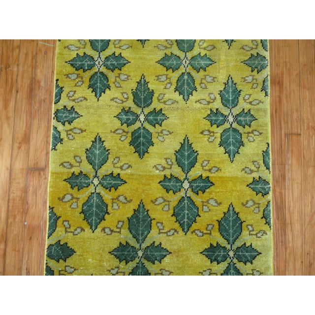 Yellow Green 20th Century Wool Handmade Turkish Konya Runner - 2'6" x 16'4" For Sale - Image 4 of 6