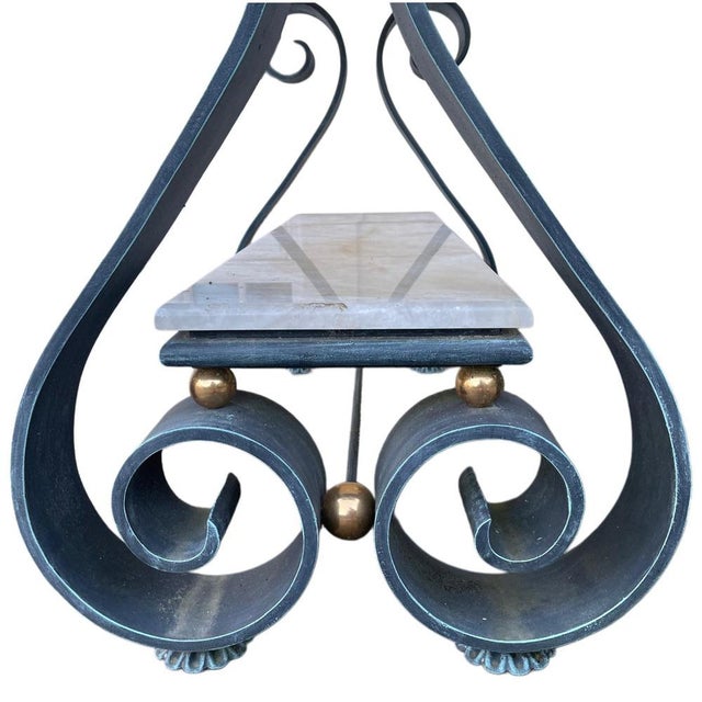 Forged-Iron Console with Quartz Top by Jean-Rémy Couradette, 1996 For Sale - Image 4 of 5
