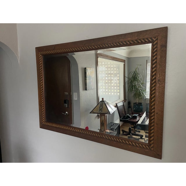 1980s Craftsmen Wood-Framed Mirrors- a Pair For Sale - Image 4 of 11