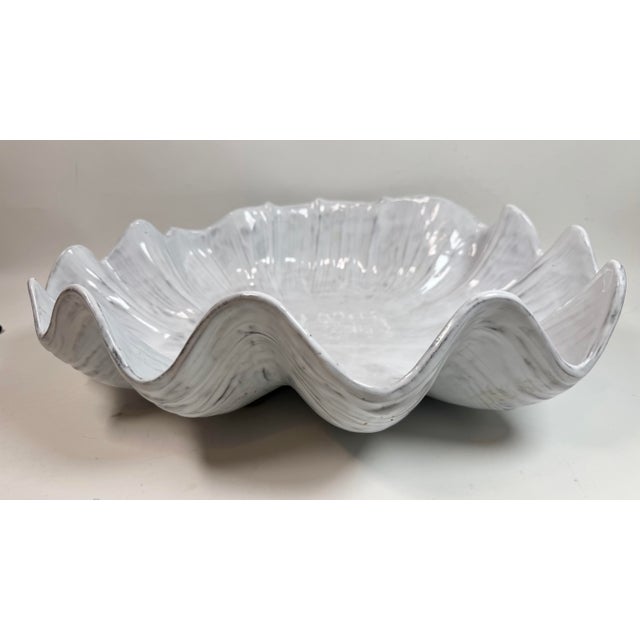 Ceramic Vietri Incanto Mare White Shell Centerpiece Bowl 18” For Sale - Image 7 of 12