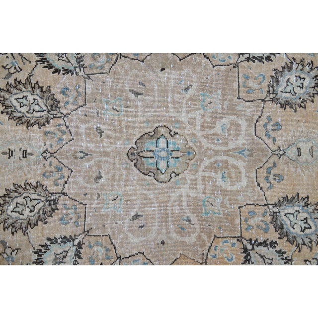 Brown 1970s Vintage Persian Handmade Wool Cotton Light Brown Area Rug For Sale - Image 8 of 11