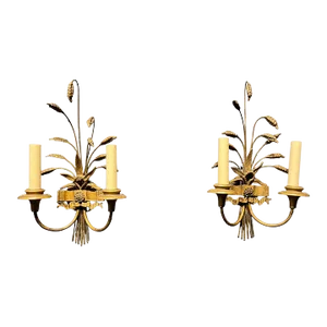A Pair of Circa 1920 Caldwell Wheat Leaves Sconces