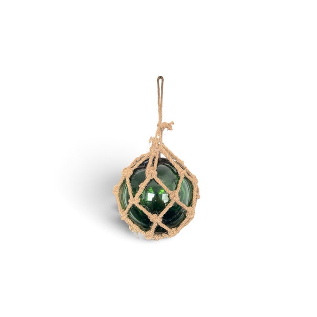 Vintage Green Glass Fishing Float in Jute Rope Netting For Sale - Image 12 of 12