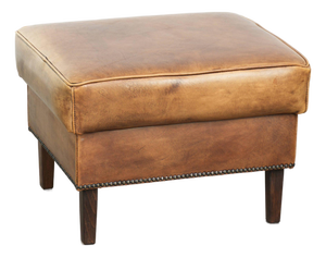 Vintage Cowhide Leather Ottoman