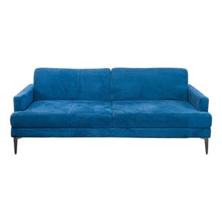 West Elm Andes 3-Seat Blue Sofa Bed – Modern Convertible Couch For Sale