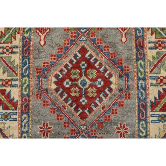 Gray Kazak Runner 2’8” X 9’8” Gray Wool Tribal Hand-Knotted Oriental Rug For Sale - Image 8 of 13
