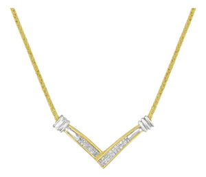 14K Yellow and White Gold 1/4 Cttw Princess Cut Diamond Channel-Set œV Shape 18" Pendant Necklace