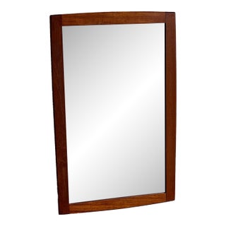 Vintage Danish Modern Teak Wall Mirror Mid Century Scandinavian Rectangular Mirror For Sale