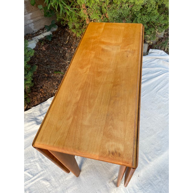 Mid 20th Century Attributed Heywood-Wakefield M166 Drop Leaf Dining Table — Mid-Century Modern Solid Maple, Sculpted Legs For Sale In Seattle - Image 6 of 9
