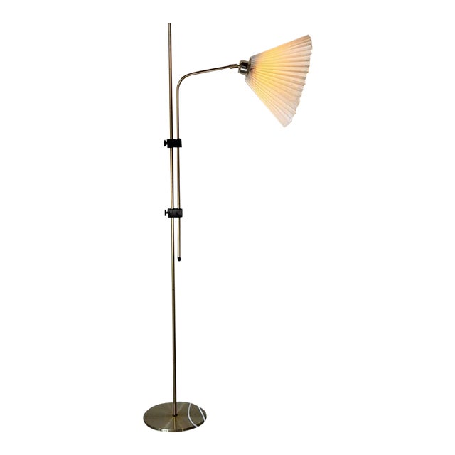 Brass Floor Lamp With Adjustable Swing Arm Danish Mid-Century Modern 1960s For Sale