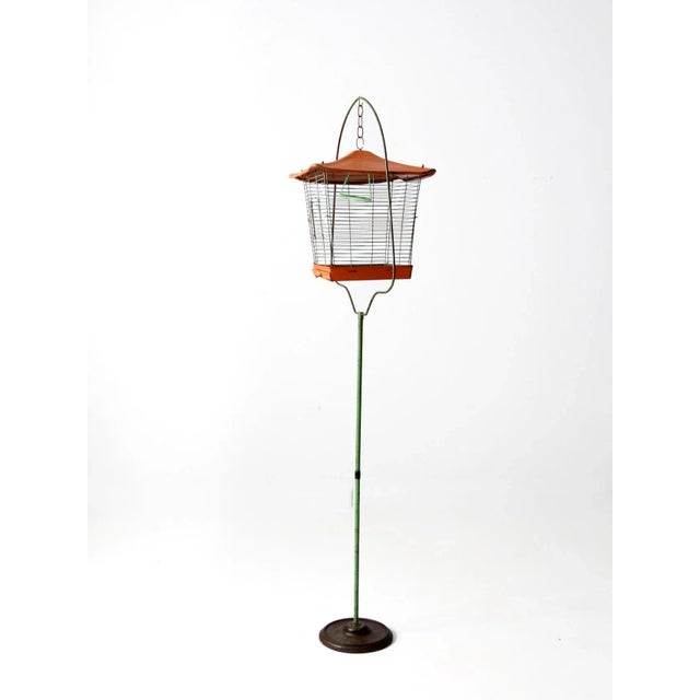 Metal Mid-Century Bird Cage With Stand For Sale - Image 7 of 13