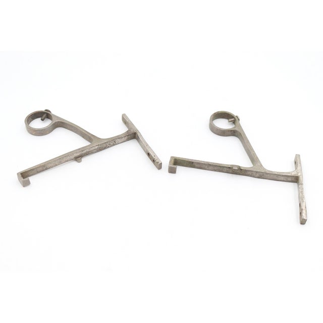 Mid 20th Century Pair of Vintage Bathroom Nickel Plated Brass Shelf & Towel Brackets For Sale - Image 5 of 5