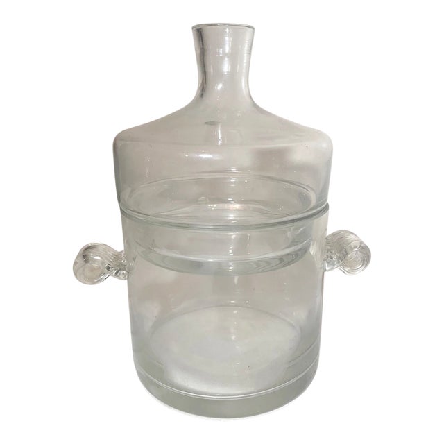 Rare Antique Hand Blown Romanian Glass Ice Bucket Chamber Decanter Combo Cooler For Sale