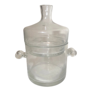 Rare Antique Hand Blown Romanian Glass Ice Bucket Chamber Decanter Combo Cooler