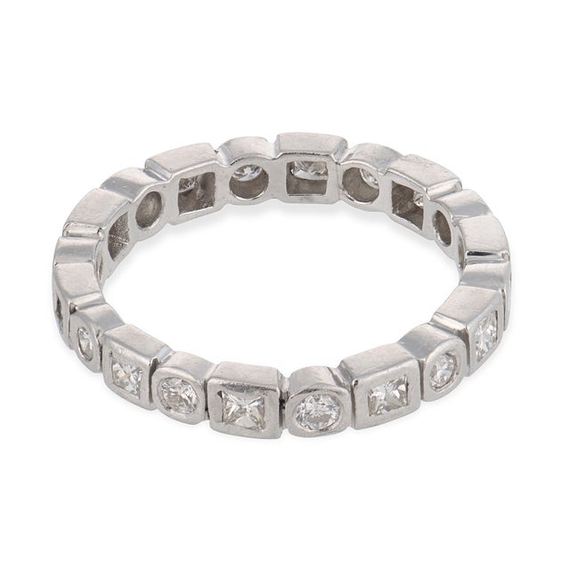 Contemporary Vintage Diamond Platinum Eternity Band, Size 5.5 For Sale - Image 3 of 5
