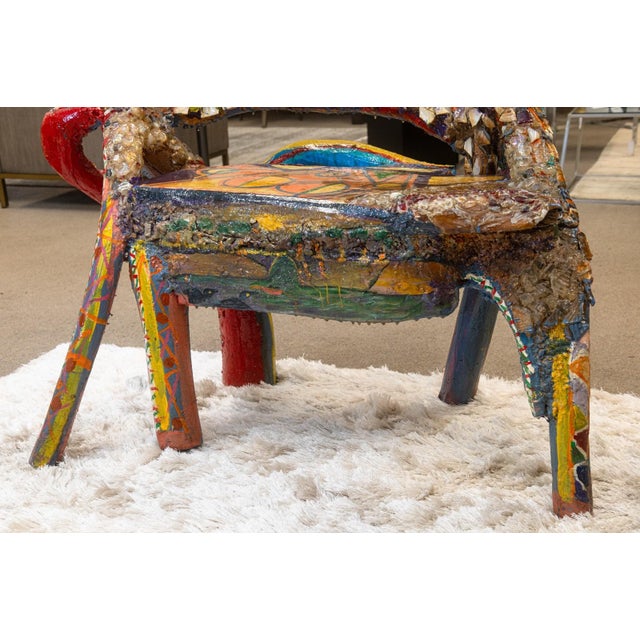 1990s Willie Leroy Elliot Jr. - Wolf Bench, C. 1990 Mixed Media Mosaic Art Sculpture For Sale - Image 5 of 6