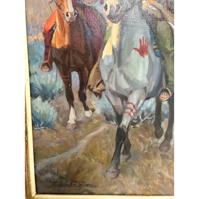 1960s Nicholas Firfires, American "The War Chief" Original Oil Painting For Sale - Image 18 of 18