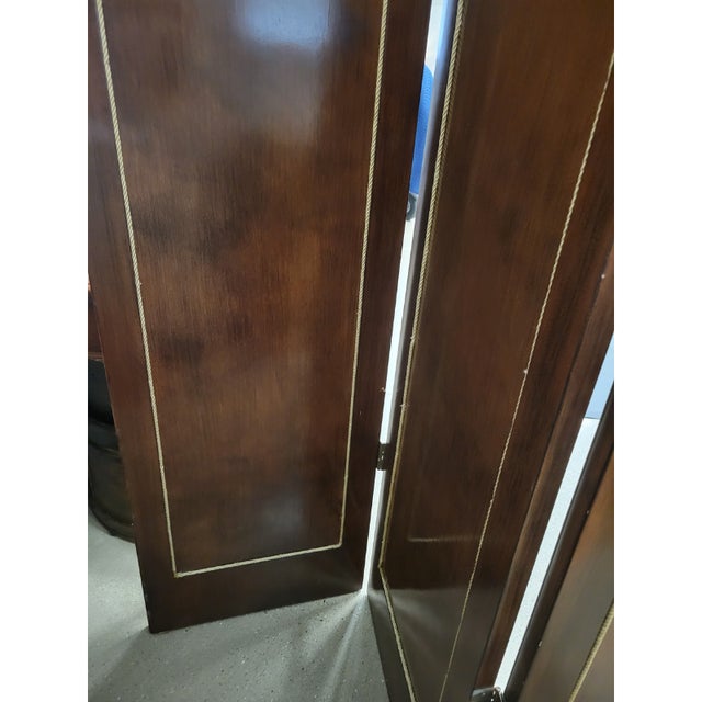 Vintage Mahogany Parcel-Gilt and Mirrored Three Panel Floor Screen For Sale - Image 9 of 10