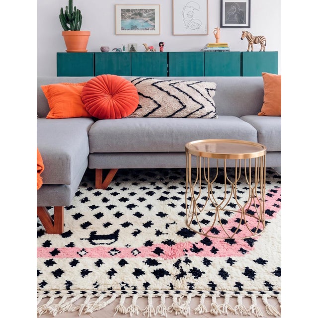 Contemporary Moroccan Rug | Handwoven Berber Wool Rug with Ivory Field and Scattered Black Dots This playful contemporary...