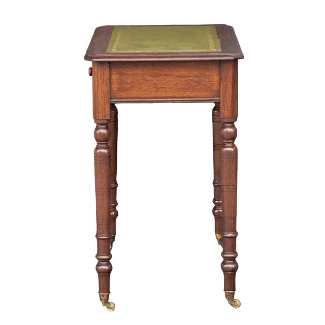 19th Century English Diminutive Writing Table or Desk of Walnut With Inset Leather Top For Sale - Image 5 of 14