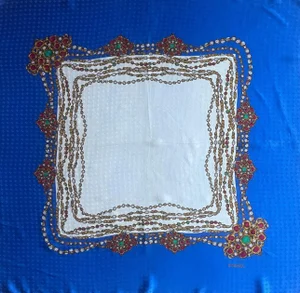 Chanel Blue & White Gripoix Silk Scarf