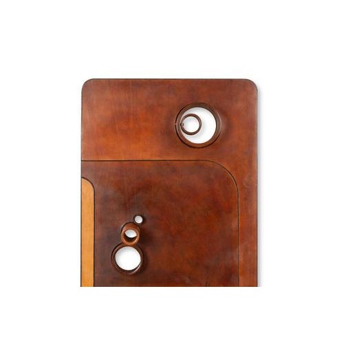 Stools and Wall Lamp in Cherrywood and Leather, 1970s, Set of 3 For Sale - Image 13 of 18