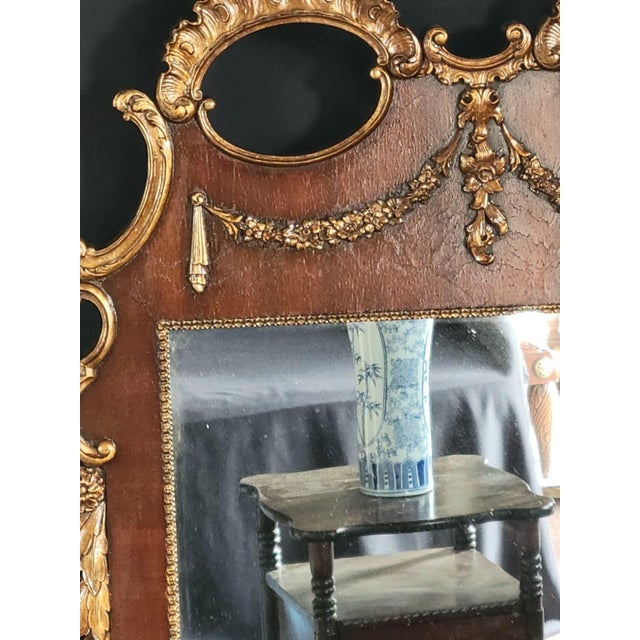 Brown 1900 French Gilded Carved Wood Wall Mirror Neoclassical Decorative For Sale - Image 8 of 12