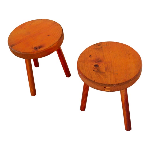 This pair of Italian alpine fir wood stools dates to the 1960s and is designed in the style of Charlotte Perriand’s iconic...