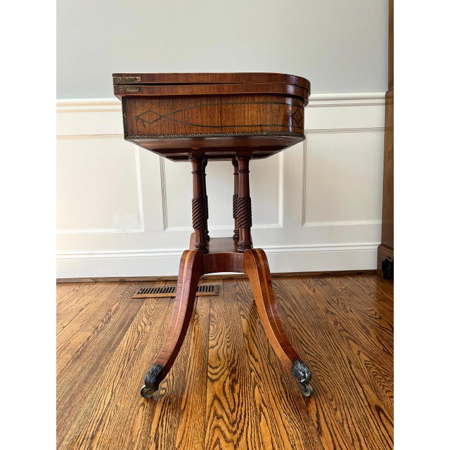 Wood c. 1840-1860 Duncan Phyfe Style Flip Top Game Table For Sale - Image 7 of 13