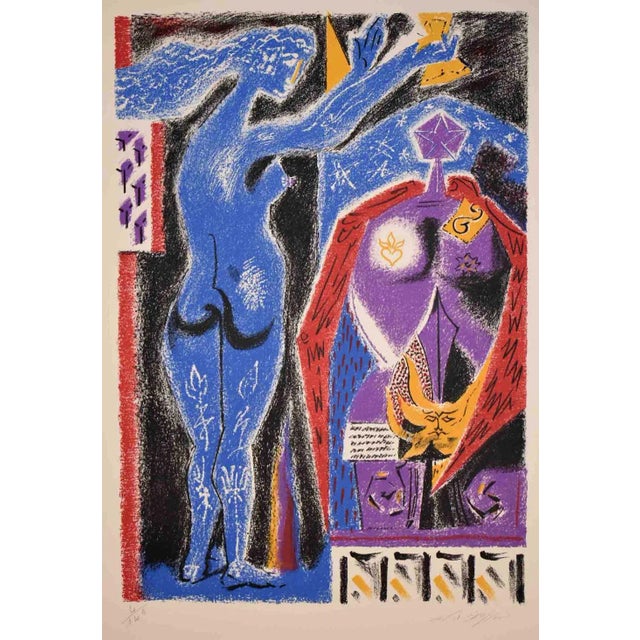 Andre Masson French 1896-1987 color lithograph hand-signed with the pencil on the lower right numbered 4/145 on the lower...