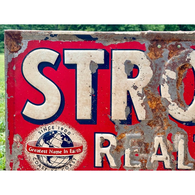 Vintage Strout Realty Advertising Tin Litho Sign For Sale - Image 6 of 14