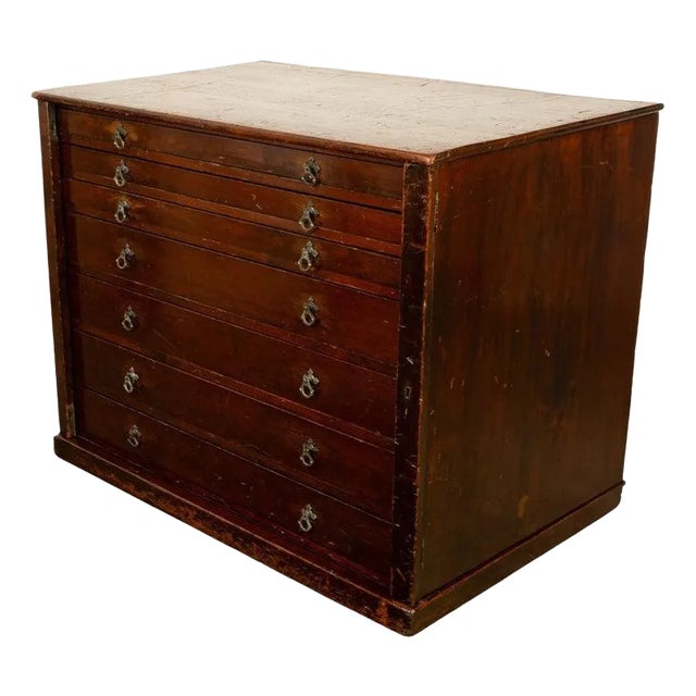 Antique Georgian Drawing Print Architect's Plan File 7 Drawer Chest Cabinet 1820 For Sale