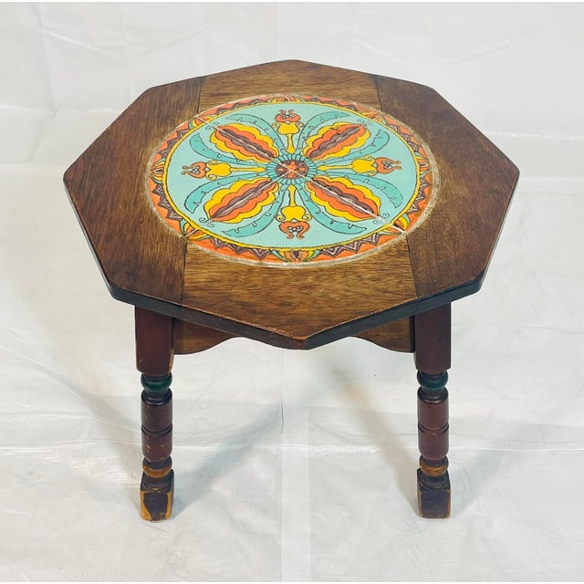 1920s California Spanish Revival Tile Top Octagonal Side Table For Sale In Los Angeles - Image 6 of 9