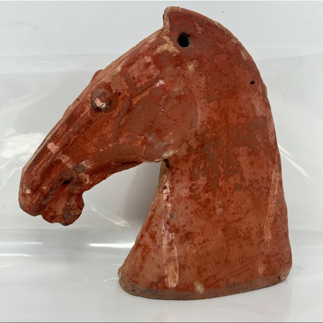 Han Dynasty Antique Chinese Pottery Horse Head Funerary Tomb Figure For Sale - Image 9 of 10