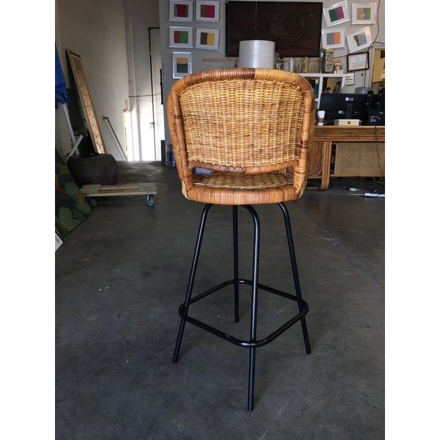 Swivel Wicker Bar Stools in the Seng of Chicago Style, Set of 3 Chairish