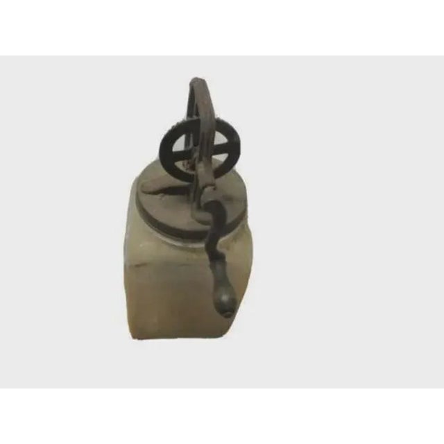 Vintage 4 Quart Butter Churn Metal Crank Wood Paddles Square Glass Jar Antique. There was No date or brand on this glass...