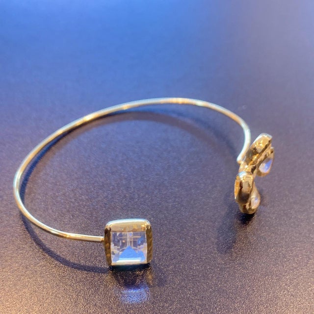 Bochic Jungle Gold and Silver White Topaz Bangle For Sale - Image 4 of 18